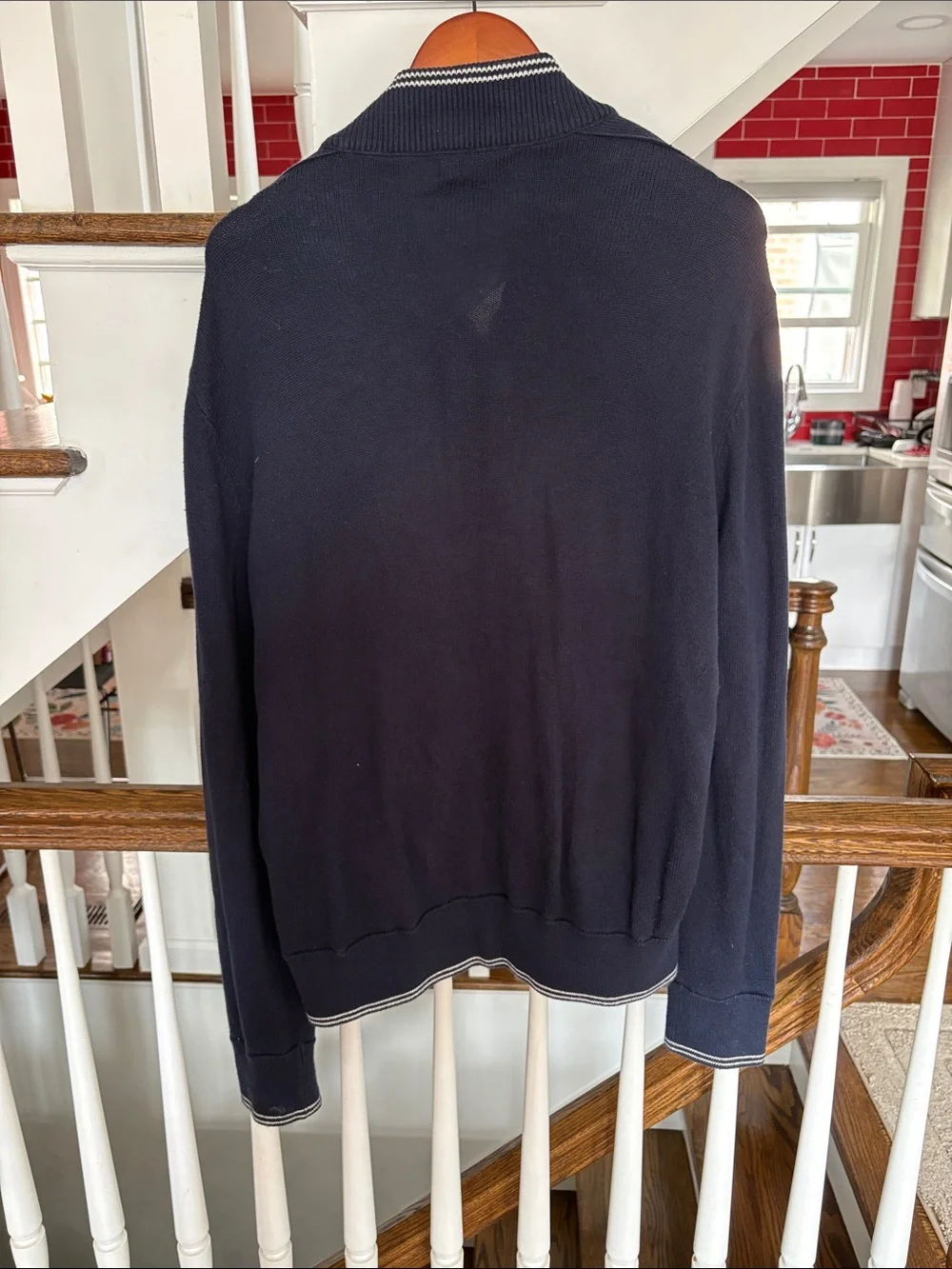 Banana Republic Navy Zip-Up Bomber with Contrast Trim